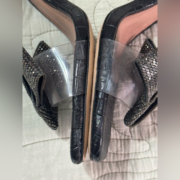 NIB VIncenza Ankle-Strap Bow Heels SzEU 38 / 7-7.5 US Anthro Black Crystal Clear - Picture 8 of 15